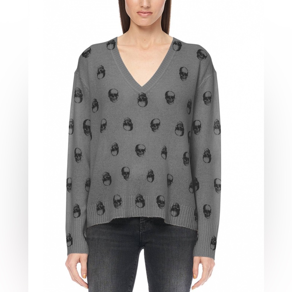 360 Cashmere Skull-Print Cashmere Sweater